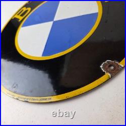 Vintage BMW Sign Porcelain Gas Pump Sales Dealership Service Auto Sign