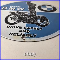 Vintage BMW Sign Porcelain Metal Motorcycle Gas Pump Service Auto Sign