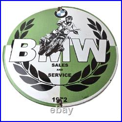 Vintage BMW Sign Porcelain Motorcycle Gas Pump Service Auto Sign