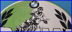 Vintage BMW Sign Porcelain Motorcycle Gas Pump Service Auto Sign