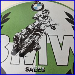 Vintage BMW Sign Porcelain Motorcycle Gas Pump Service Auto Sign