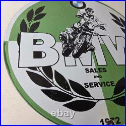 Vintage BMW Sign Porcelain Motorcycle Gas Pump Service Auto Sign