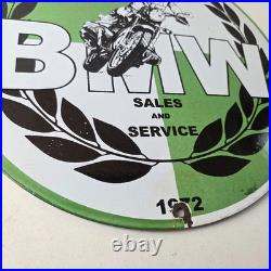 Vintage BMW Sign Porcelain Motorcycle Gas Pump Service Auto Sign