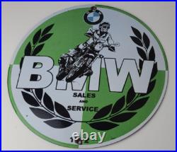 Vintage BMW Sign Porcelain Motorcycle Gas Pump Service Auto Sign