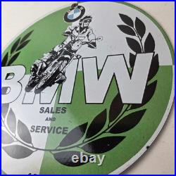 Vintage BMW Sign Porcelain Motorcycle Gas Pump Service Auto Sign