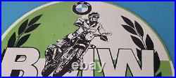 Vintage BMW Sign Porcelain Motorcycle Gas Pump Service Auto Sign