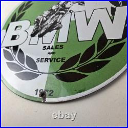Vintage BMW Sign Porcelain Motorcycle Gas Pump Service Auto Sign