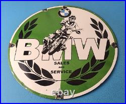 Vintage BMW Sign Porcelain Sales Motorcycle Sign Gas Pump Service Auto Sign