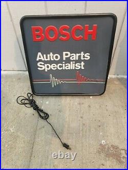 Vintage BOSCH Auto Parts Specialist Lighted Box Sign WORKS PORSCHE 911 BMW VW