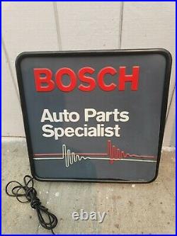Vintage BOSCH Auto Parts Specialist Lighted Box Sign WORKS PORSCHE 911 BMW VW