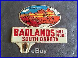 Vintage Badlands National Monument Souvenir Metal Car License Plate Topper S. D