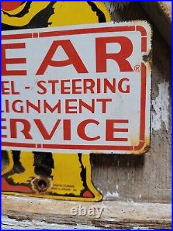 Vintage Bear Alignment Porcelain Sign Gas Station Oil Service Car Truck Auto USA