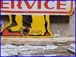 Vintage Bear Alignment Porcelain Sign Gas Station Oil Service Car Truck Auto USA