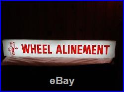Vintage Bear Car Repair Wheel Alignment Lighted Gas Station Advertising Sign