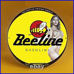 Vintage Beeline Gasoline Porcelain Gas Service Station Auto Pump Plate Sign