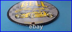 Vintage Bell Auto Parts Porcelain Gas Motor Oil Service Station Pump Plate Sign