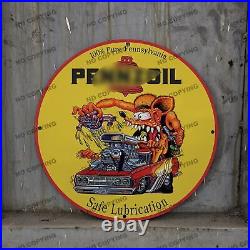 Vintage Bell Car Rat Fink Gas Station Service Man Cave Oilporcelain Sign 032 8'