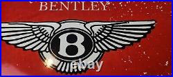 Vintage Bentley Porcelain Gas Automobile Sales Service Station Pump Plate Sign