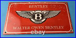 Vintage Bentley Sign Porcelain Automobile Gas Car Pump Garage Auto Sign