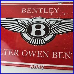 Vintage Bentley Sign Porcelain Automobile Gas Car Pump Garage Auto Sign