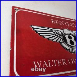 Vintage Bentley Sign Porcelain Automobile Gas Car Pump Garage Auto Sign