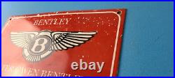 Vintage Bentley Sign Porcelain Automobile Gas Car Pump Garage Auto Sign