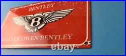 Vintage Bentley Sign Porcelain Automobile Gas Car Pump Garage Auto Sign