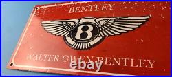 Vintage Bentley Sign Porcelain Automobile Gas Car Pump Garage Auto Sign