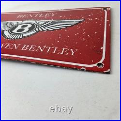 Vintage Bentley Sign Porcelain Automobile Gas Car Pump Garage Auto Sign