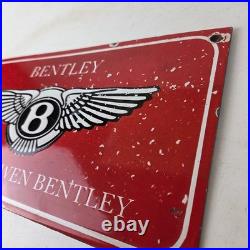 Vintage Bentley Sign Porcelain Automobile Gas Car Pump Garage Auto Sign