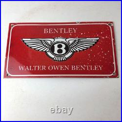 Vintage Bentley Sign Porcelain Automobile Gas Car Pump Garage Auto Sign