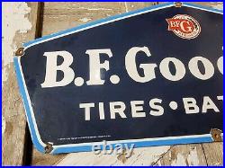 Vintage Bf Goodrich Porcelain Sign Old Automobile Car Parts Store Tires Battery