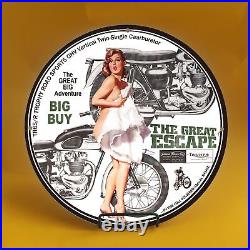 Vintage Big Buy Moto Gasoline Porcelain Gas Service Station Auto Pump Plate Sign
