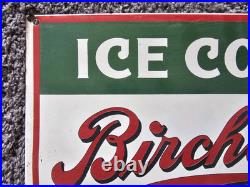 Vintage Birchola Porcelain Sign Car Gas Oil Truck 12 X 10