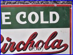 Vintage Birchola Porcelain Sign Car Gas Oil Truck 12 X 10