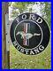 Vintage-Black-1960-s-Ford-Mustang-Porcelain-Double-sided-Flange-Sign-01-ft