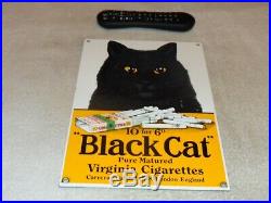 Vintage Black Cat Virginia Cigarettes 12 Porcelain Metal Car Gasoline Oil Sign
