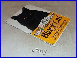 Vintage Black Cat Virginia Cigarettes 12 Porcelain Metal Car Gasoline Oil Sign