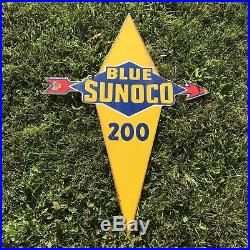 Vintage Blue Sunoco 200 Porcelain Gas Sign Plate Garage Vintage Auto 15 X 22