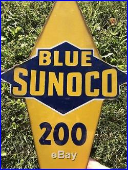 Vintage Blue Sunoco 200 Porcelain Gas Sign Plate Garage Vintage Auto 15 X 22