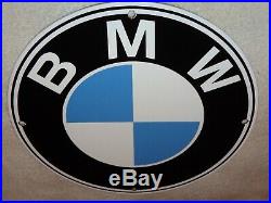Vintage Bmw German Luxury Car 11 3/4 Porcelain Metal Gasoline & Oil Sign Sports