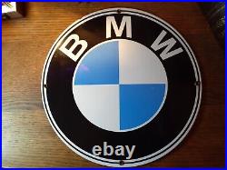 Vintage Bmw Porcelain Sign German Auto Gas Race Car Dealership Advertising Sign