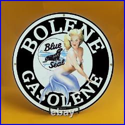 Vintage Bolene Seal Gasoline Porcelain Gas Service Station Auto Pump Plate Sign
