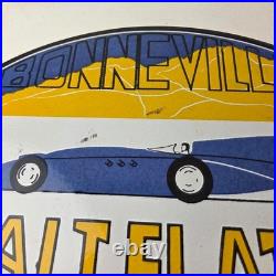 Vintage Bonneville Salt Flats Racing Sign Mod Rod Auto Gas Pump Porcelain Sign