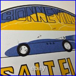 Vintage Bonneville Salt Flats Racing Sign Mod Rod Auto Gas Pump Porcelain Sign