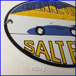 Vintage Bonneville Salt Flats Racing Sign Mod Rod Auto Gas Pump Porcelain Sign