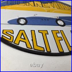 Vintage Bonneville Salt Flats Racing Sign Mod Rod Auto Gas Pump Porcelain Sign