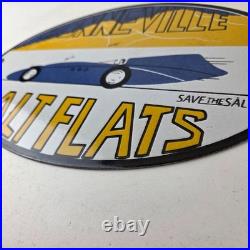 Vintage Bonneville Salt Flats Racing Sign Mod Rod Auto Gas Pump Porcelain Sign