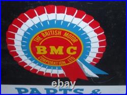 Vintage British Motor Corporation Bmc Parts & Service 24 Metal Car Dealer Sign
