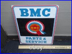 Vintage British Motor Corporation Bmc Parts & Service 24 Metal Car Dealer Sign